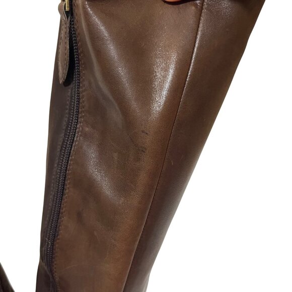 Franco Sarto boots women's 6 brown leather Marielle round toe side zip - Picture 8 of 13